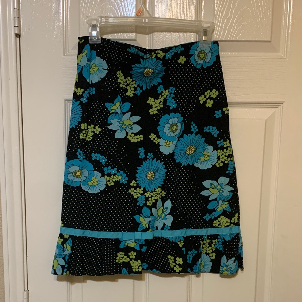 No Boundaries Black and Blue Floral A-Line Skirt